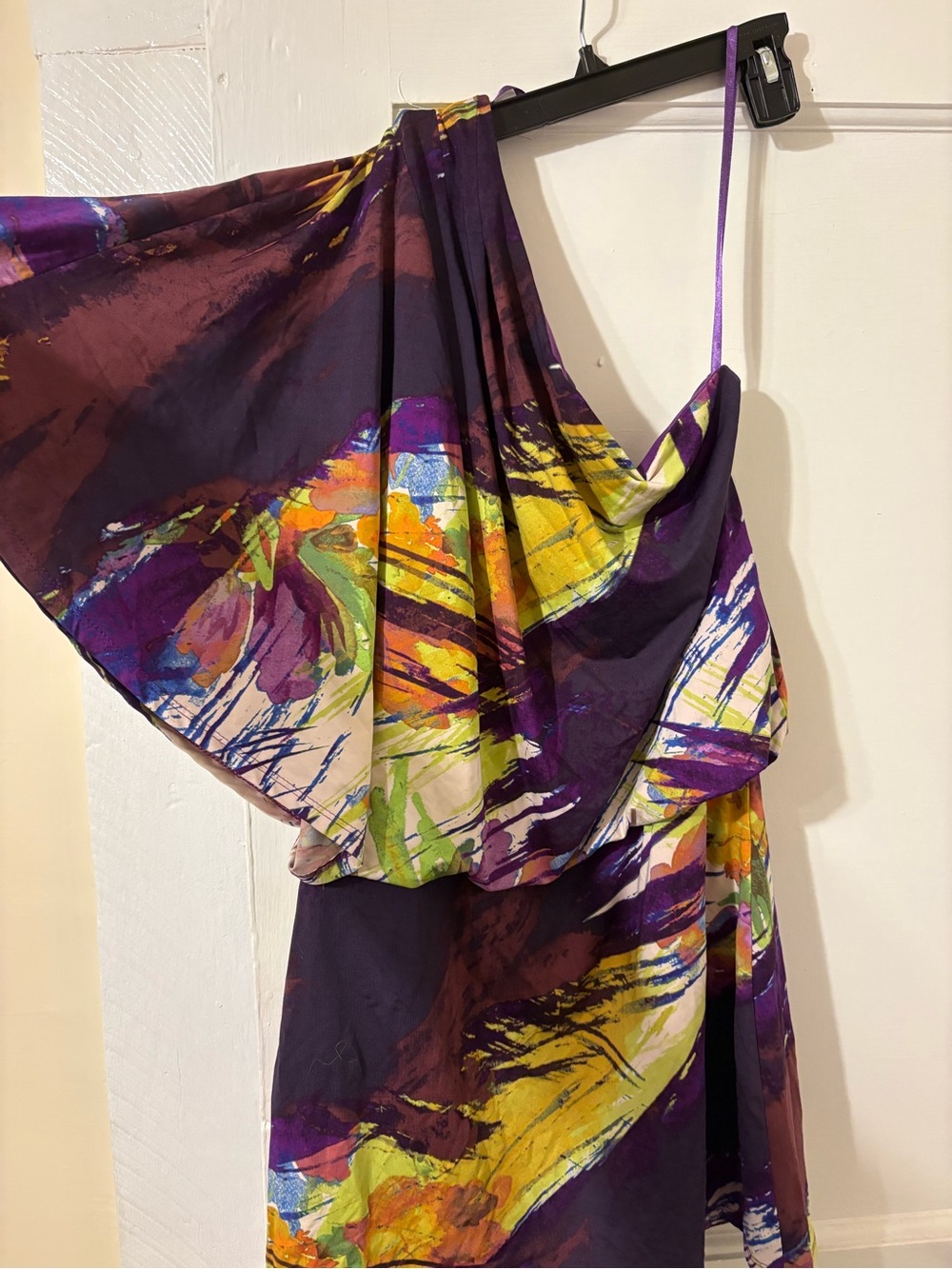 Jessica Simpson Purple Multi-colored One-Shoulder Ruffle Top